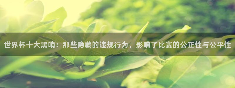 女足世界杯直播:世界杯十大黑哨:那些隐藏的违规行为,影响了比赛的公正性与公平性